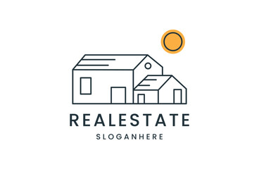 Minimalist real estate logo. Isolated on white background.