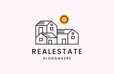 Minimalist real estate logo. Isolated on white background.