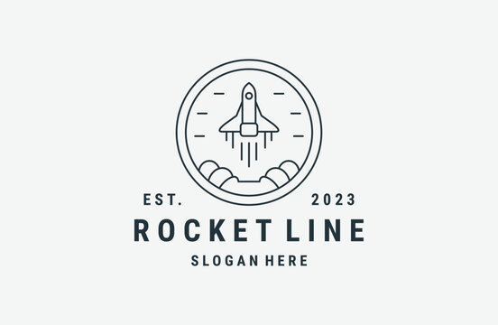 Rocket logo vector icon illustration hipster vintage retro .