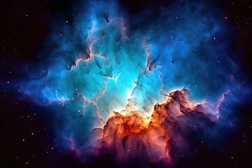 Fototapeta na wymiar Blue nebula deep space background, space exploration future concept, other constelations view