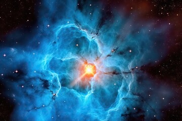 Blue nebula deep space background, space exploration future concept, other constelations view