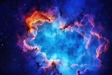 Naklejka na ściany i meble Blue nebula deep space background, space exploration future concept, other constelations view