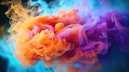 Fototapeta premium Vibrant colored smoke captured in stunning detail against a dark backdrop time stop image, floating texture with copy space