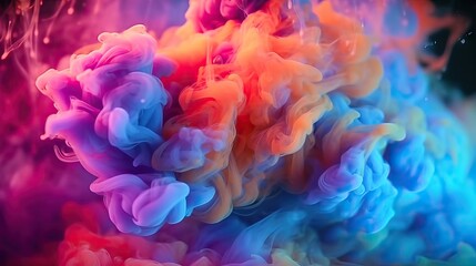 Fototapeta premium Vibrant colored smoke captured in stunning detail against a dark backdrop time stop image, floating texture with copy space