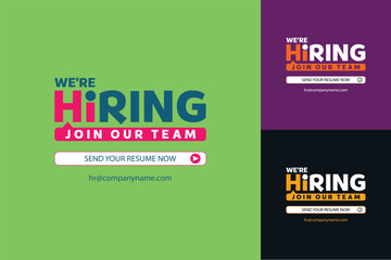 we're hiring, Join Our Team, Social Media Post, Banner, Poster, Printable, concept, requirement, vacancy, job offer. latest vector design.