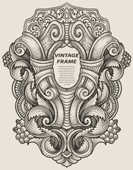 Isolated frames in baroque antique style. engraving ornament frames.