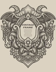 Isolated frames in baroque antique style. engraving ornament frames.