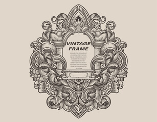 Isolated frames in baroque antique style. engraving ornament frames.