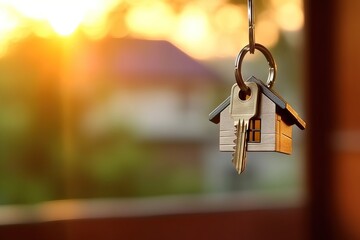 Bunch of keys hanging from a string,new home buying concept, rent or buy dilemma