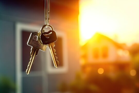 Bunch of keys hanging from a string,new home buying concept, rent or buy dilemma