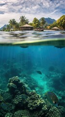 Under the deep water in the fiji ocean - inspired motifs, glassy translucence, vibrant colors in nature, holiday and travel concept - obrazy, fototapety, plakaty