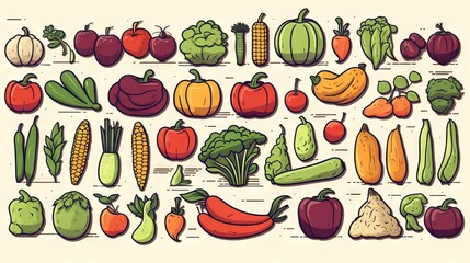 Colorful and vibrant fruit pattern background, kitchen and cooking concept, healthy vegetables