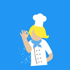 Illustration Vector of a chef seasoning a dish just like salted bae. This image is perfect for cooking school purposes