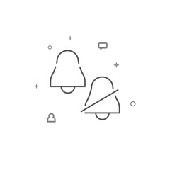 Notification bell simple vector line icon. Symbol, pictogram, sign isolated on white background. Editable stroke