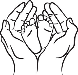line art sketch baby tiny hand and feet