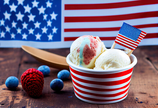ice-cream with a usa flag background