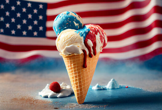 ice-cream with a usa flag background
