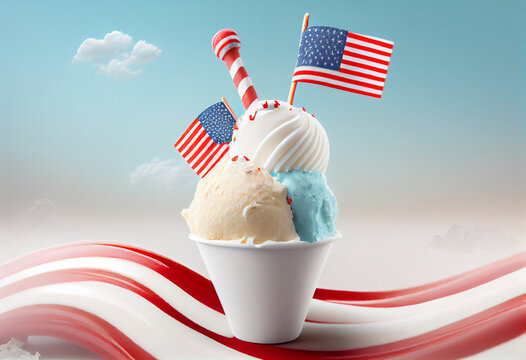 ice-cream with a usa flag background