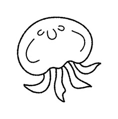 クラゲのベクター線画イラスト