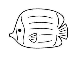 チョウチョウウオのベクター線画イラスト