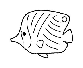 チョウチョウウオのベクター線画イラスト