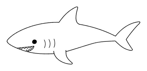 サメのベクター線画イラスト