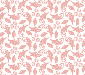 Floral vector pink ornament for wallpaper and packaging. Seamless abstract classic background with flowers. Pattern with repeating floral elements