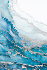 Marble ink abstract art from meticulous original painting abstract background . Painting was painted on high quality paper texture to create smooth marble background pattern of ombre alcohol ink . © InfiniteFlow