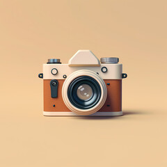 vintage photo camera on yellow background