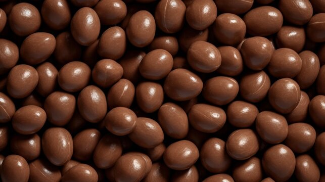 Sweet Chocolate-Covered Nuts Candy Photorealistic Horizontal Background. Sweet Dessert From Confectionery. Ai Generated Hyperrealistic Background with Delicious Flavory Chocolate-Covered Generative AI