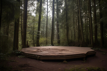 Enchanting Rhythms: A Beautiful Wooden Dance Platform in the Heart of the Forest