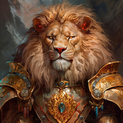 golden lion warrior portrait
