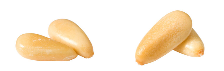Roasted pine nuts isolated on the white background.