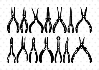 Nose Pliers Silhouette, Nose Pliers SVG, Round Nose Plier Svg, Nose Cutter Mechine Svg, Nose Pliers Bundle, SB00958