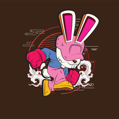 the rich rabbit illustration design for easter day with digital hand drawn