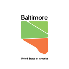 Baltimore City Map Geometric Simple Logo