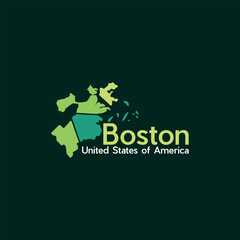 Map Of Boston City Modern Illustration Creative Design