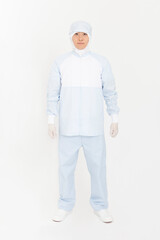 防護服姿の男性のポートレート