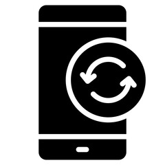 mobile phone sync black solid icon