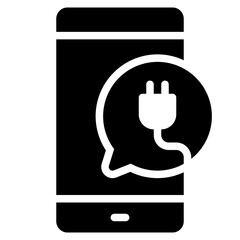 mobile phone charging black solid icon