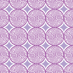 Swirling Purple Circle Doodle Seamless Vector Repeat Pattern