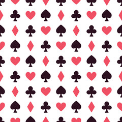 Red and Black Playing Card Suits Seamless Vector Repeat Pattern