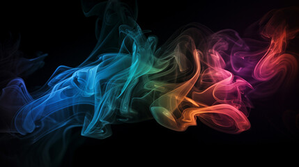 Abstract multicolored smoke on a black background. Background from the smoke of vape, Generative Ai