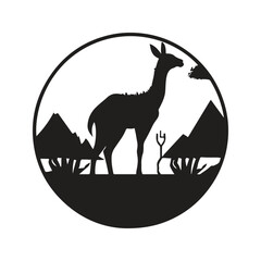 vicuna, vintage logo line art concept black and white color, hand drawn illustration