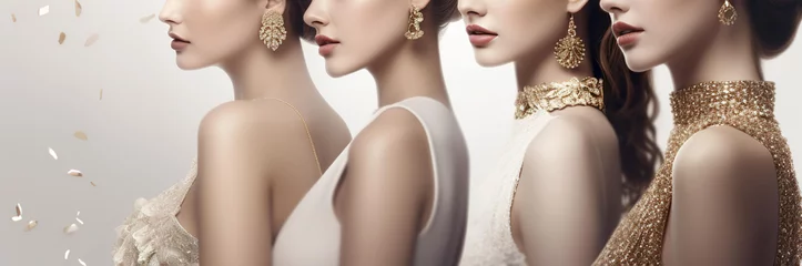 ラグジュアリーなジュエリー・宝石・アクセサリーをつけた白人のモデル女性（Generative AI）  © buritora