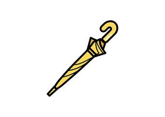 閉じている黄色い傘のイラスト