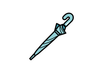 閉じている水色の傘のイラスト