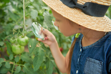 girl studying botany