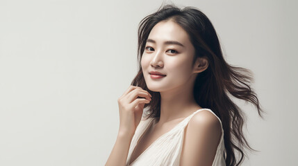 Fototapeta premium スキンケア・ビューティー・ヘアケア・美容室・美容外科・美肌のアジア人女性 