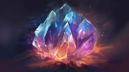 A magical crystal with swirling colors. Fantasy concept , Illustration painting. Generative AI